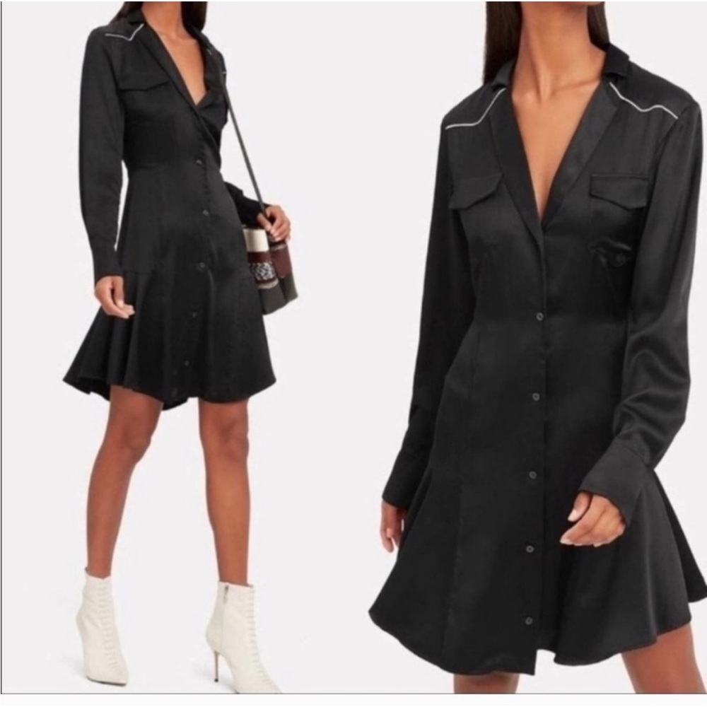 A.L.C. Black Long Sleeve Shirt Dress